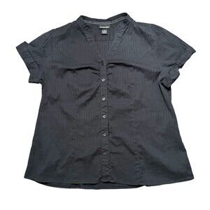 Lane Bryant Women Button Up Shirt Black 20